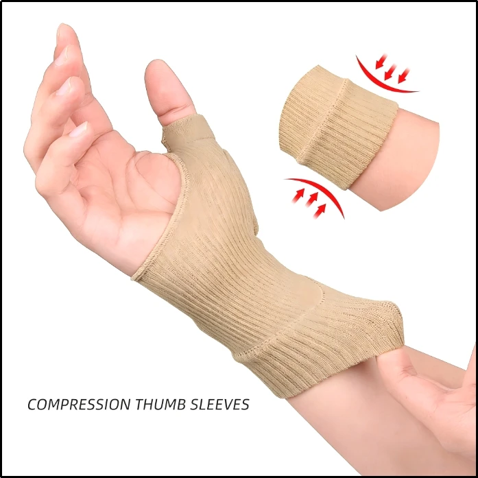 1 Pair Breathable Thumb-Wrist Compression Gloves with Gel Padded Wrist Support for Arthritis & Thumb Injury Pain Relief