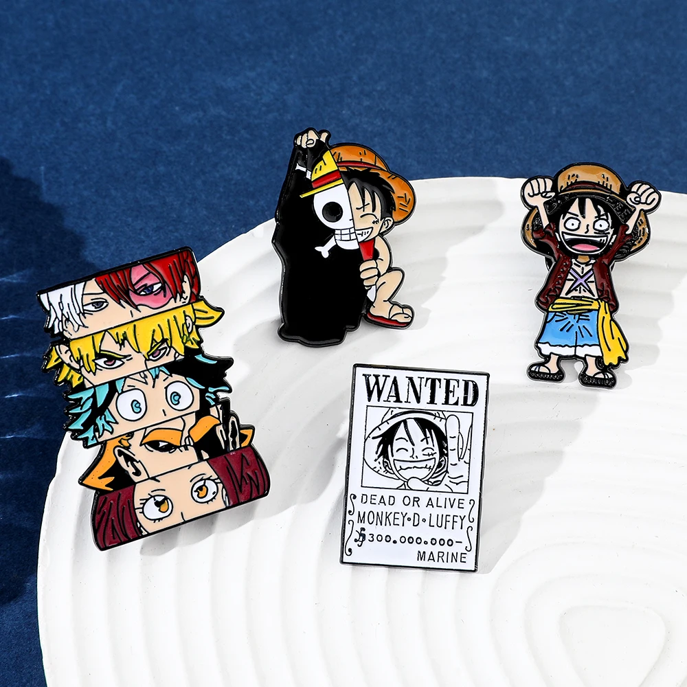 Popular Anime Brooches Luffy Zoro Ace Sunny Go Backpack Matching Apparel Pins Jewelry Brooch Gift