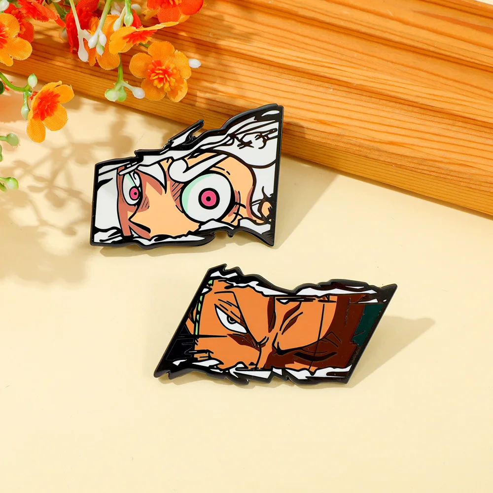 Popular Anime Brooches Luffy Zoro Ace Sunny Go Backpack Matching Apparel Pins Jewelry Brooch Gift