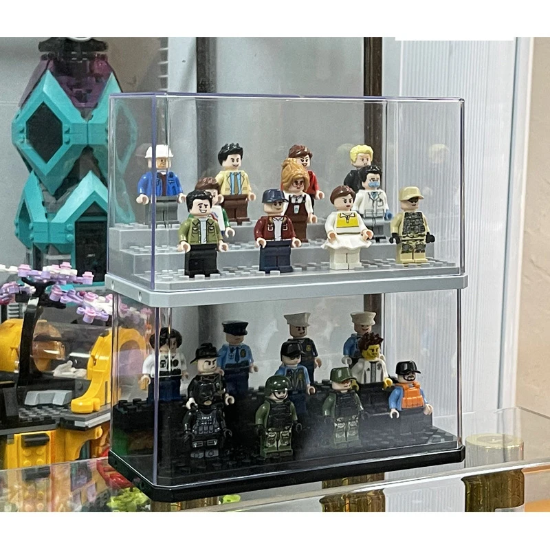 Building Block Minifigure Toy Dust-Proof Display Box Plate Stackable Assembled Children's Toy Model For Lego Figure Storage