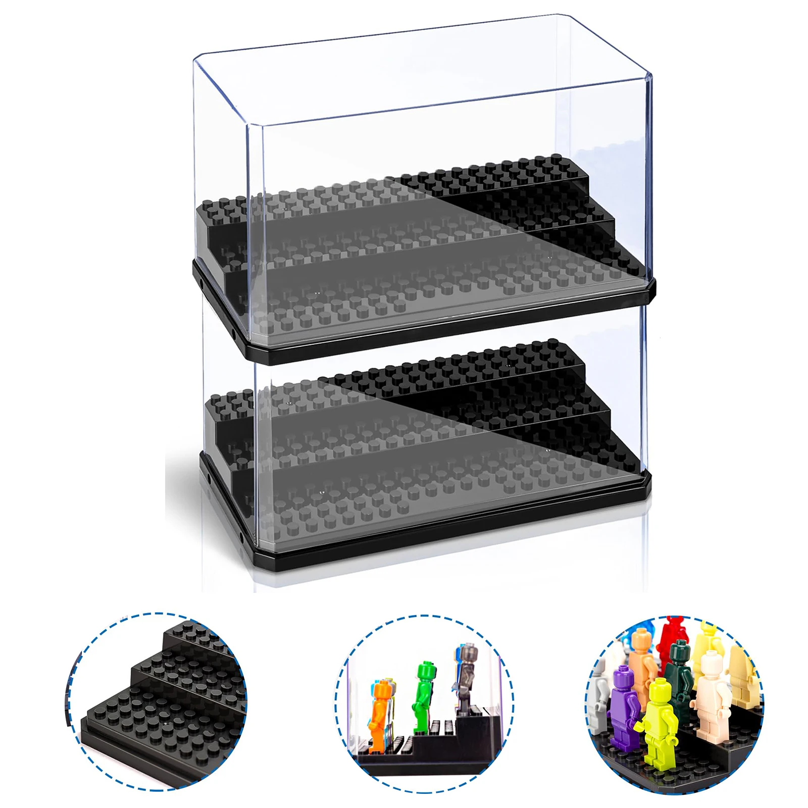 Building Block Minifigure Toy Dust-Proof Display Box Plate Stackable Assembled Children's Toy Model For Lego Figure Storage
