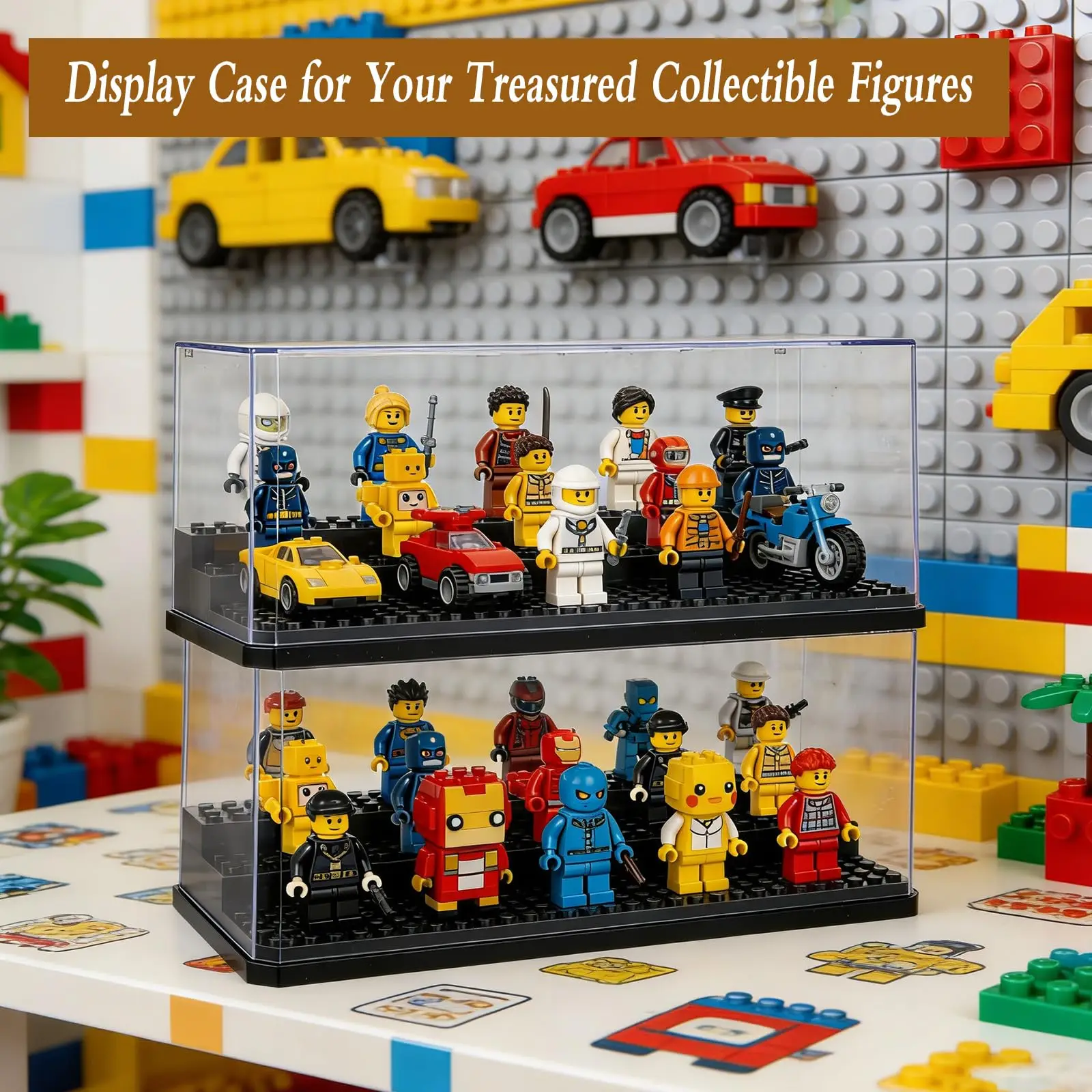 Building Block Minifigure Toy Dust-Proof Display Box Plate Stackable Assembled Children's Toy Model For Lego Figure Storage