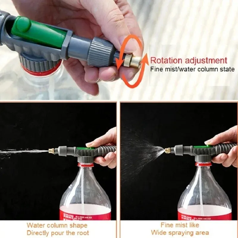 Manual Sprayer High Pressure Pump Adjustable Beverage Bottle Nozzle Garden Irrigation Tools Agricultural Irrigation Sprinkler