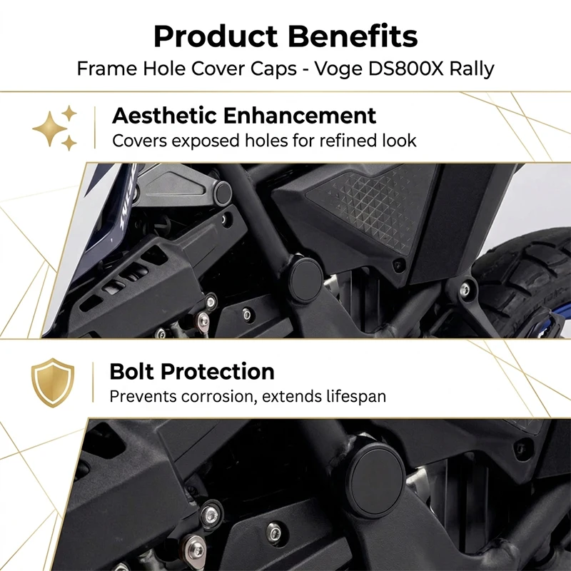 For VOGE DS800X DSX800 RALLY DSX 800 Motorcycle Frame Hole Protection Cap Cover Bumper Trim Cover