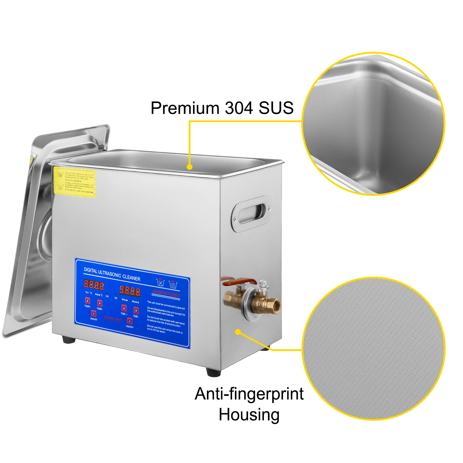SucceBuy Ultrasonic Cleaner 6L Ultrasonic Vinyl Cleaner 7-12 In 8 Records Ultrasonic Vinyl Cleaning Machine 180W for Home Store