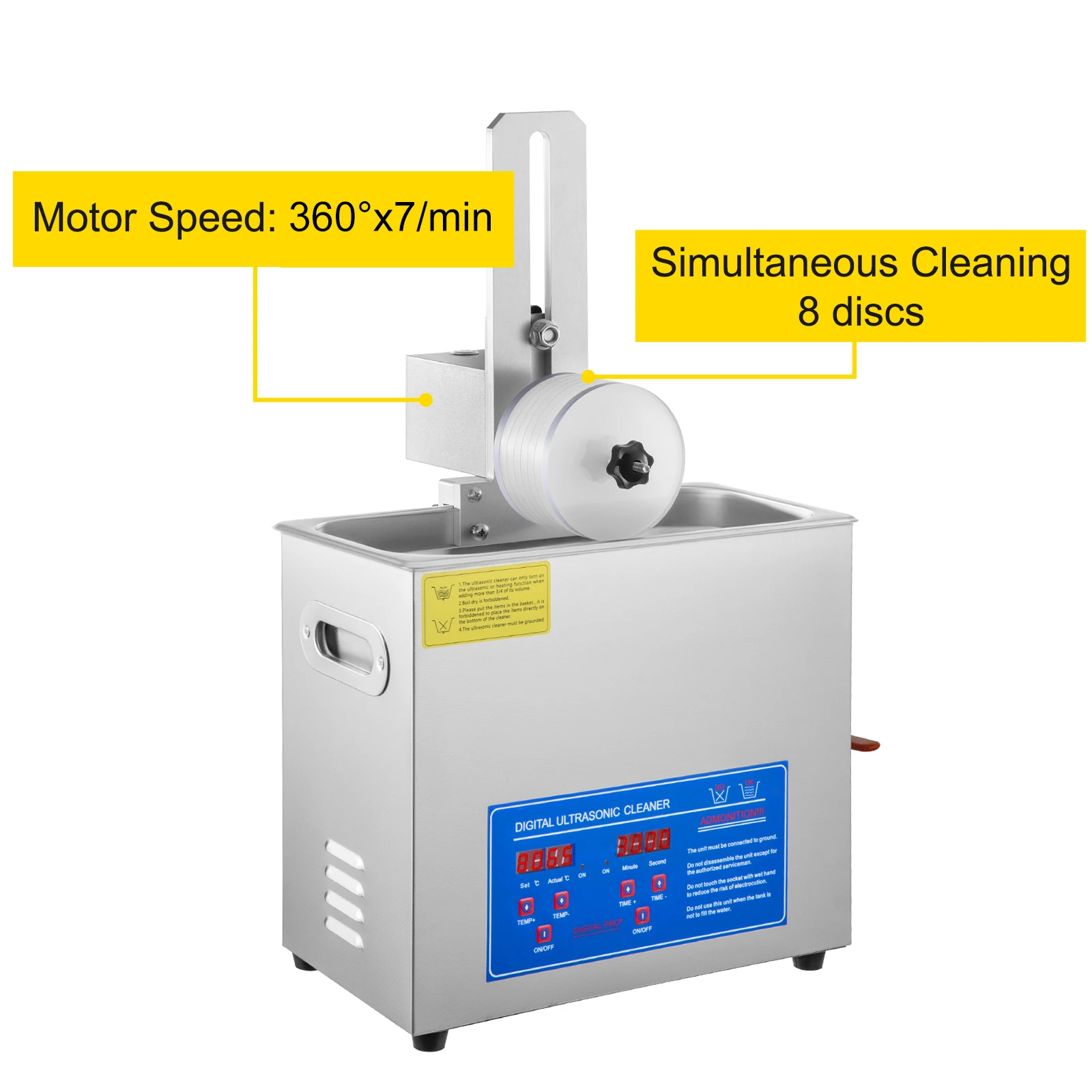 SucceBuy Ultrasonic Cleaner 6L Ultrasonic Vinyl Cleaner 7-12 In 8 Records Ultrasonic Vinyl Cleaning Machine 180W for Home Store