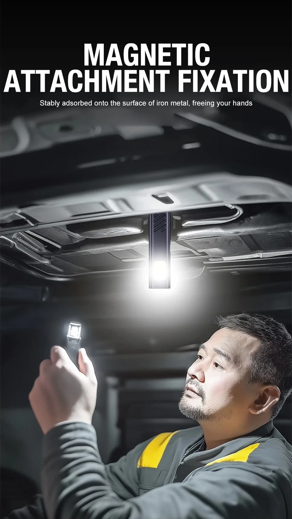 Rechargeable Mini LED Keychain Flashlight 500LM Portable Magnetic Pocket Torch Light for Work, Camping, Emergency, Car Use