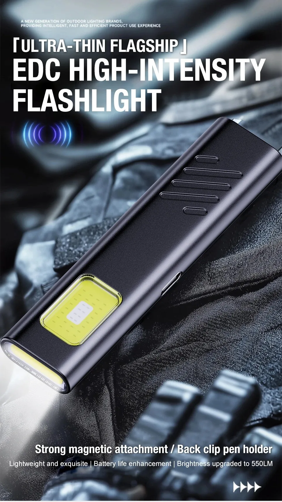 Rechargeable Mini LED Keychain Flashlight 500LM Portable Magnetic Pocket Torch Light for Work, Camping, Emergency, Car Use