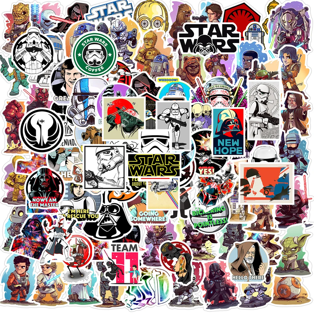 50/100PCS Disney Cool Star Wars Cartoon Sticker DIY Diary Laptop Luggage Skateboard Graffiti Decals Fun for Kid Toys