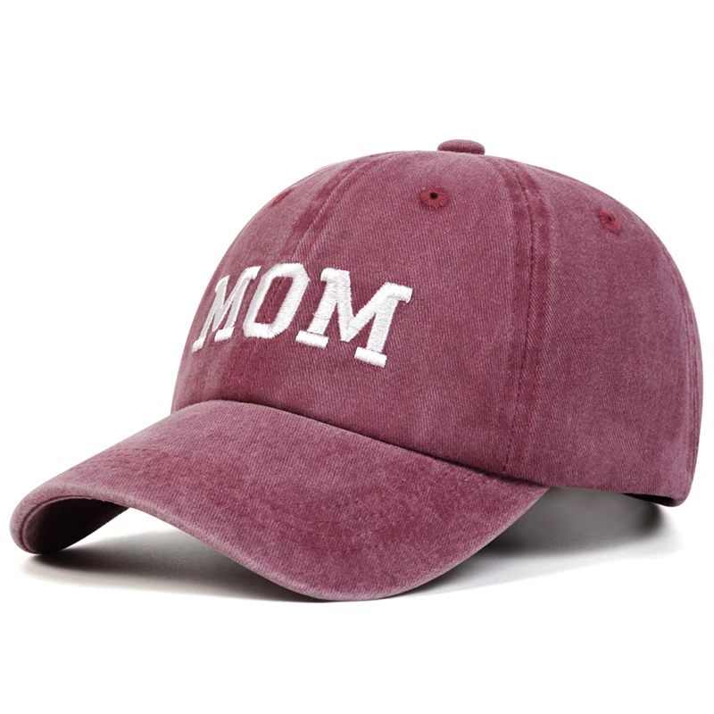Unisex DAD MOM Letter Embroidery Wash Baseball Caps Spring and Autumn Outdoor Adjustable Casual Hats Sunscreen Hat