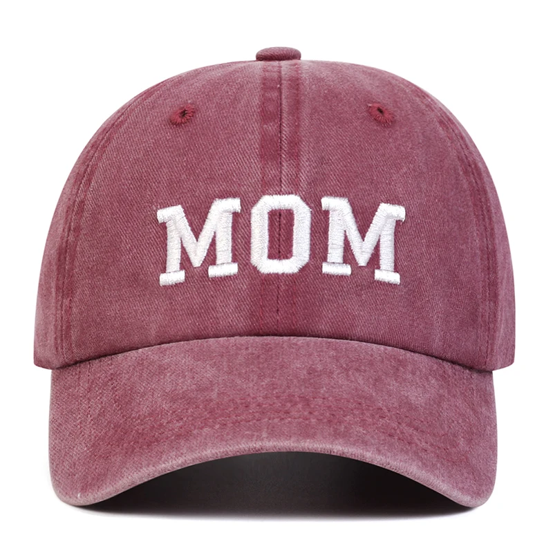 Unisex DAD MOM Letter Embroidery Wash Baseball Caps Spring and Autumn Outdoor Adjustable Casual Hats Sunscreen Hat