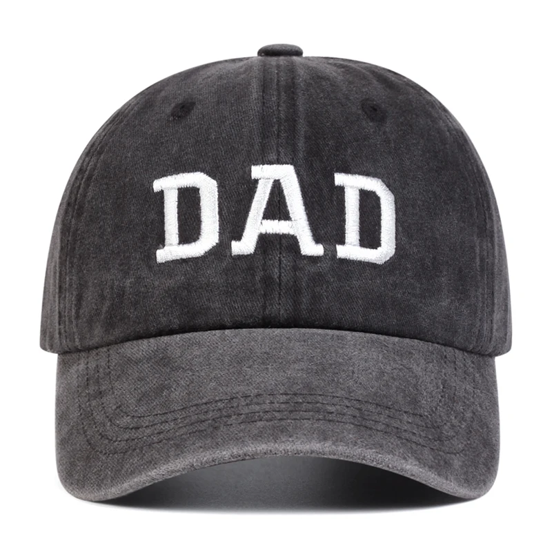 Unisex DAD MOM Letter Embroidery Wash Baseball Caps Spring and Autumn Outdoor Adjustable Casual Hats Sunscreen Hat