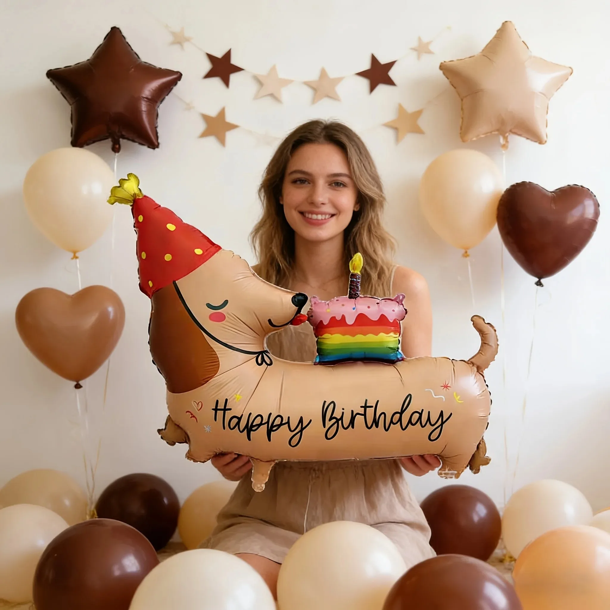 Cartoon Birthday Sausage Dog Aluminum Film Balloon Dog Theme Party Balloon Decoration Birthday Party Decoration Supplies