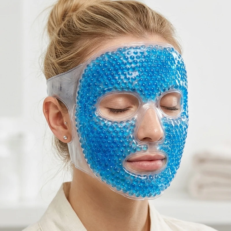 Ice Mask, Gel Bead Ice Bag Facial Mask, Facial Fatigue Relief, Cold and Hot Mask, Facial Mask Companion