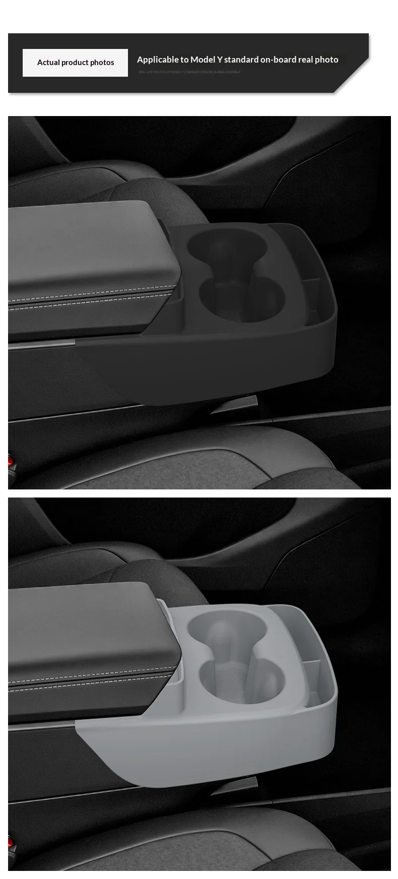For Tesla Model Y Standard 2025+ Upgrade Silicone Central Control Water Cup Holder Tray Storage Box Car Interior Accessories