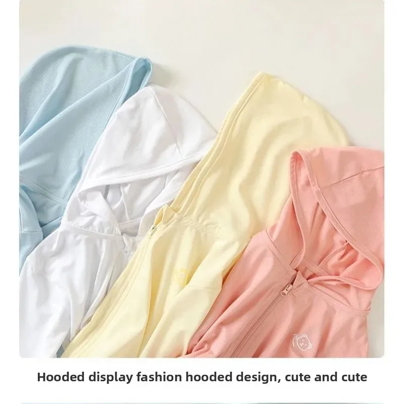 Baby Sunscreen Clothing Summer Ice Silk Breathable Coat Boys Girls Light Sunscreen UV Jacket Children's New Hooded Tops 12M-5Y