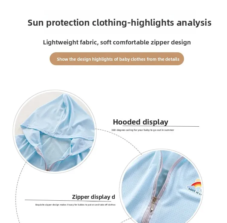 Baby Sunscreen Clothing Summer Ice Silk Breathable Coat Boys Girls Light Sunscreen UV Jacket Children's New Hooded Tops 12M-5Y