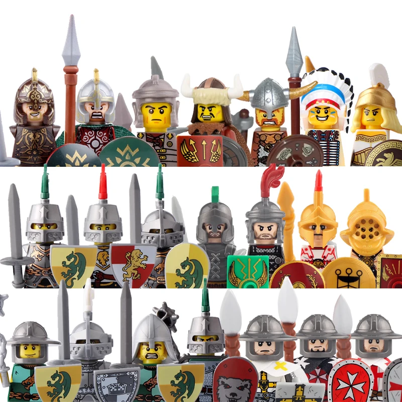 Medieval Castle Soldier Figures Building Blocks Military Roman Empire Knight Guard Heavy Cavalry Infantry Warrior Bricks Toy Boy