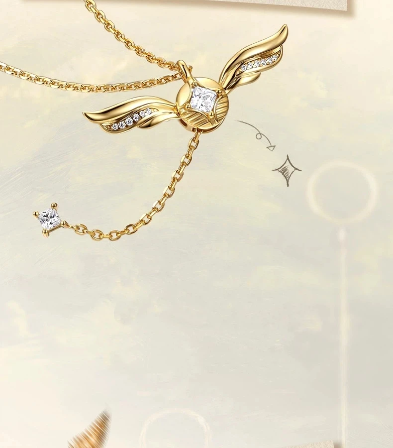 New Harry Golden Snitch Necklace Fashion Gold Alloy Angel Wings Pendant Suitable for Women and Girls Jewelry Gifts