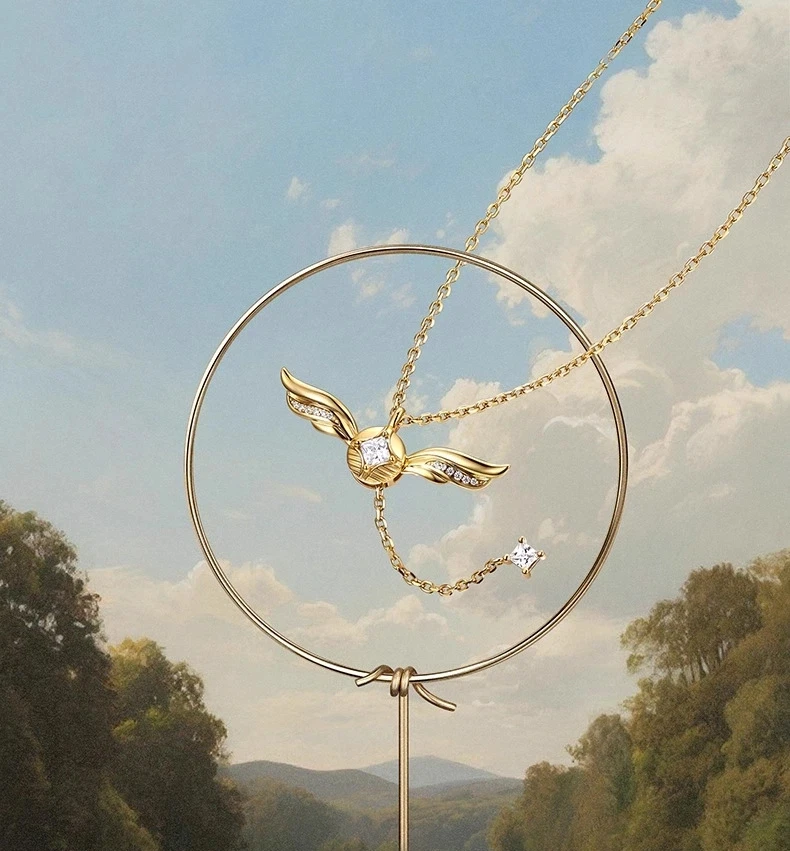 New Harry Golden Snitch Necklace Fashion Gold Alloy Angel Wings Pendant Suitable for Women and Girls Jewelry Gifts