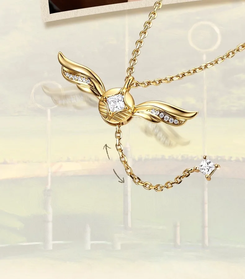 New Harry Golden Snitch Necklace Fashion Gold Alloy Angel Wings Pendant Suitable for Women and Girls Jewelry Gifts