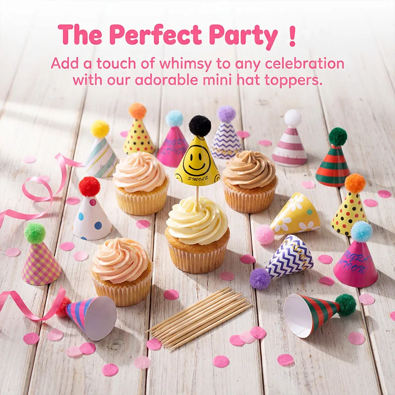 15Pcs/set Mini Birthday Hat Cake Toppers for Wedding Birthday Party Dessert Cake Decoration Baby Shower Cupcake Topper Christmas