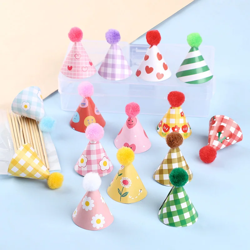 15Pcs/set Mini Birthday Hat Cake Toppers for Wedding Birthday Party Dessert Cake Decoration Baby Shower Cupcake Topper Christmas
