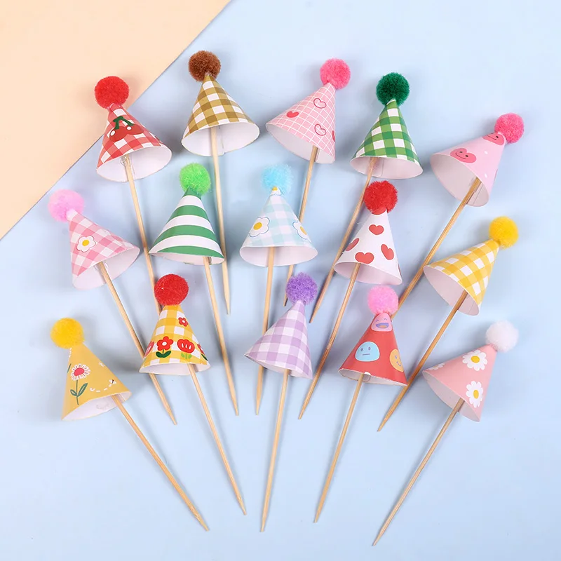 15Pcs/set Mini Birthday Hat Cake Toppers for Wedding Birthday Party Dessert Cake Decoration Baby Shower Cupcake Topper Christmas