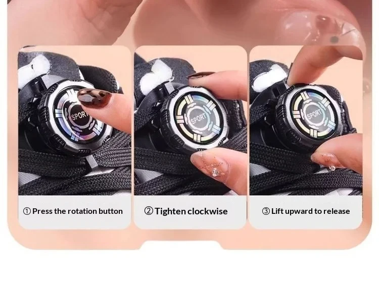 New 1 Pair Automatic Flat Shoe Laces Casual Shoes Sneakers No Tie Shoelaces Black White Swivel Buckle Shoelace for Adults Kids