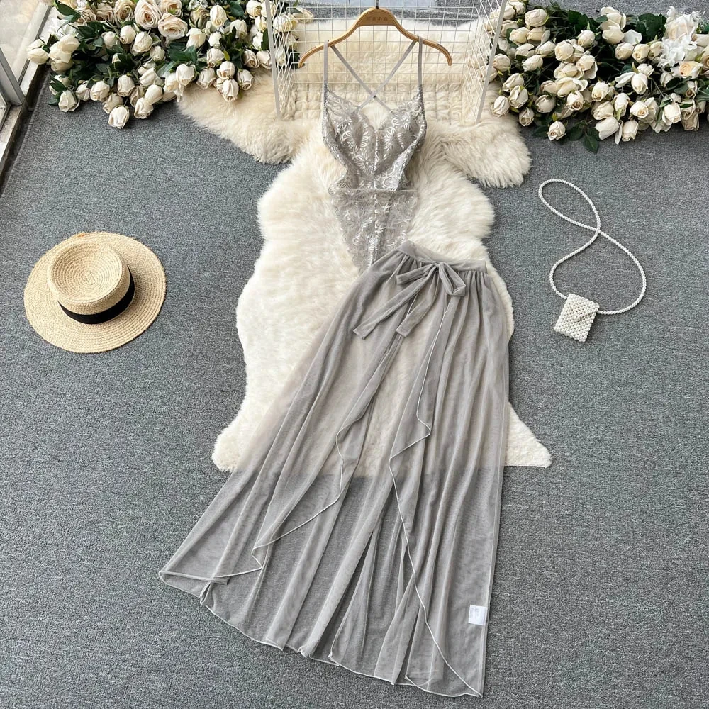 Women's Sexy Bow Lace-Up Sensual Dress Set Fashion Uniform - Trendy Comfortable Dress Ensemble for Adults New