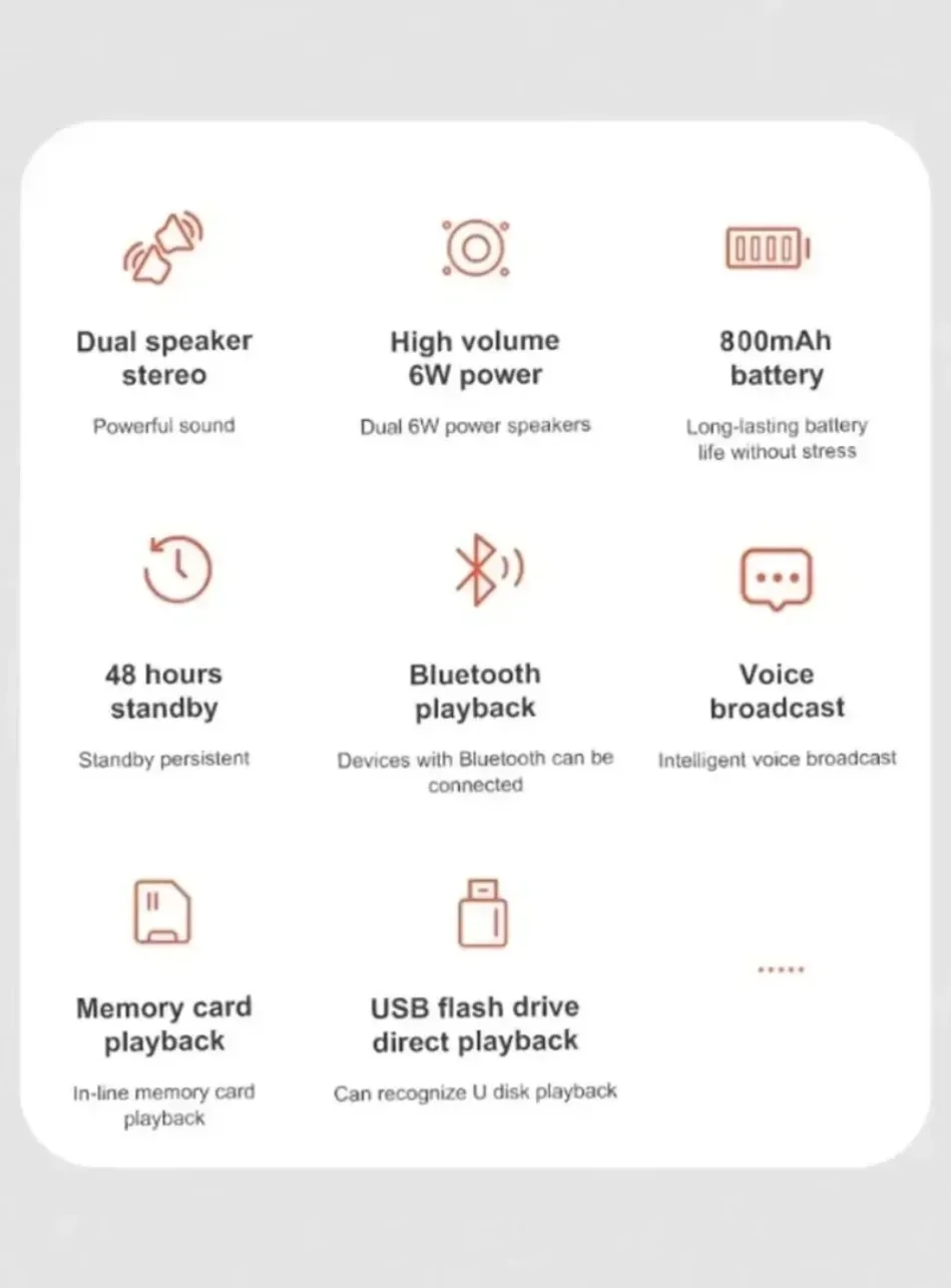 Lenovo TF USB Bluetooth Wireless Speaker Portable Dual Speaker Stereo Outdoor Playback FM Voice Broadcasting Subwoofer Speakers