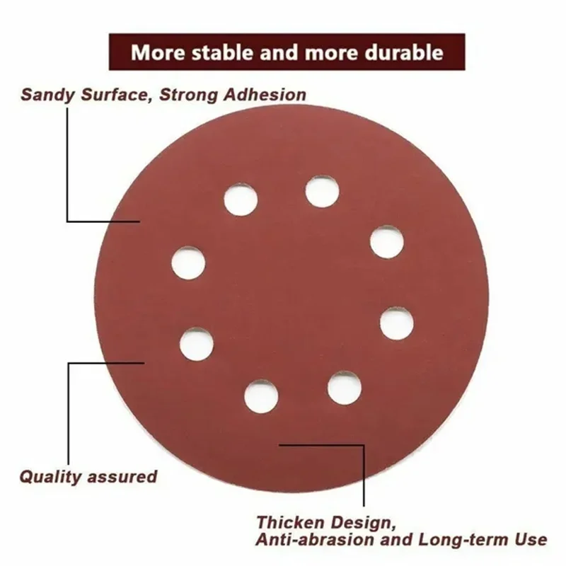 5 Inch Sanding Discs, 40 80 120 180 240 320 400 600 800 Grit Hook and Loop Sandpaper for Random Orbital Sander