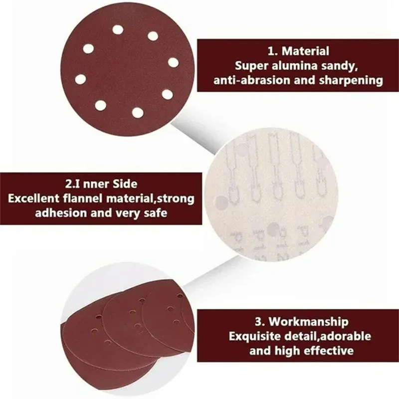 5 Inch Sanding Discs, 40 80 120 180 240 320 400 600 800 Grit Hook and Loop Sandpaper for Random Orbital Sander