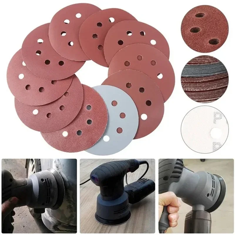 5 Inch Sanding Discs, 40 80 120 180 240 320 400 600 800 Grit Hook and Loop Sandpaper for Random Orbital Sander