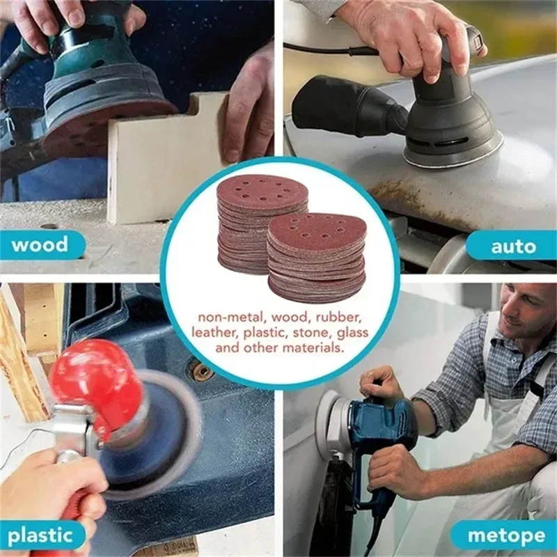 5 Inch Sanding Discs, 40 80 120 180 240 320 400 600 800 Grit Hook and Loop Sandpaper for Random Orbital Sander