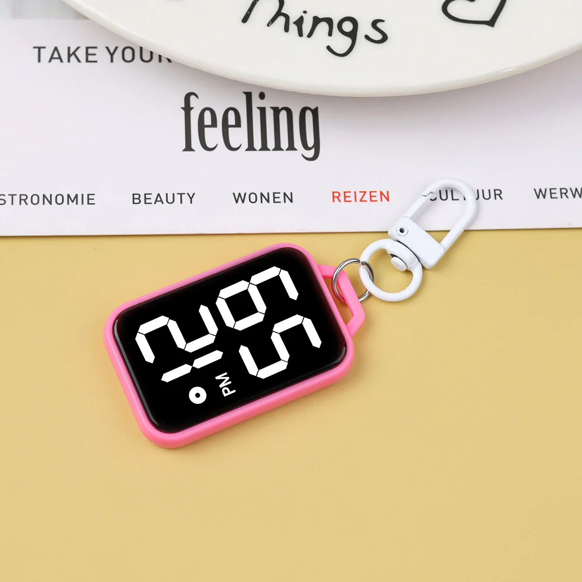 Keychain Pendant Watch, Square Large Character Electronic Watch, Touch Luminous Student Pocket Watch