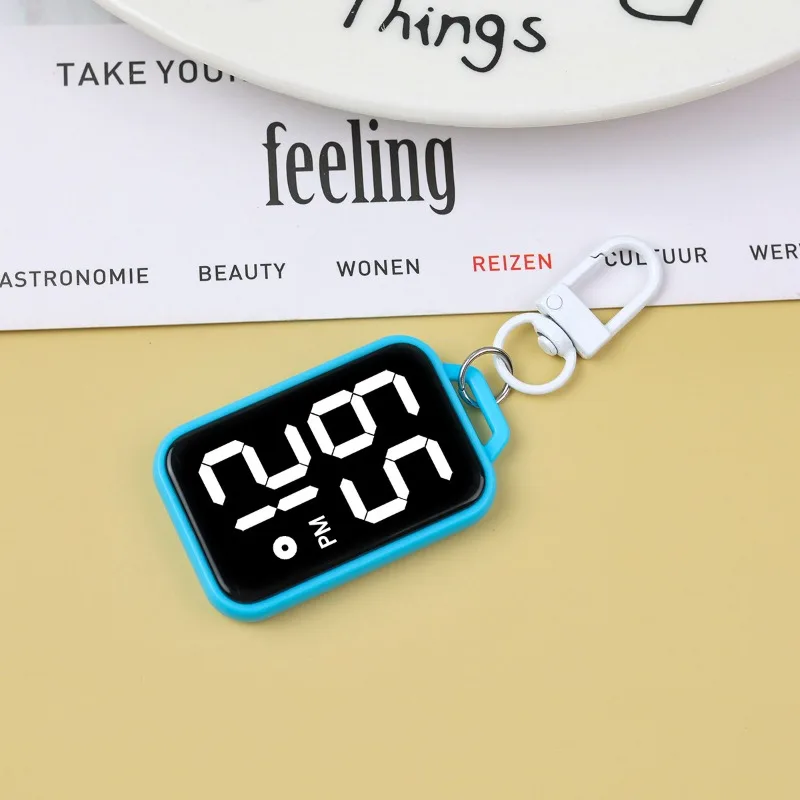 Keychain Pendant Watch, Square Large Character Electronic Watch, Touch Luminous Student Pocket Watch