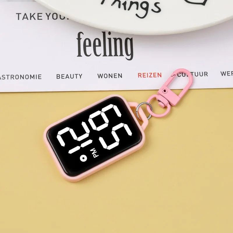 Keychain Pendant Watch, Square Large Character Electronic Watch, Touch Luminous Student Pocket Watch