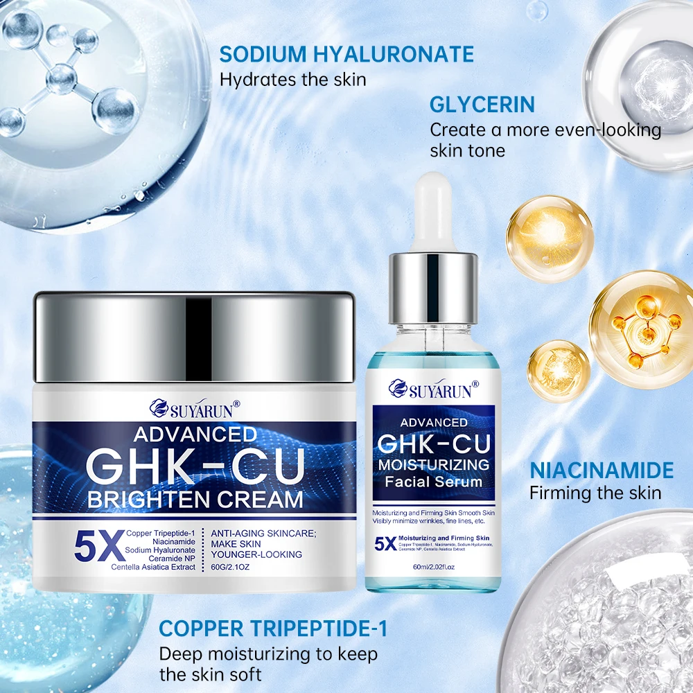 SUYARUN GHK-CU Cream & Serum - Anti-Aging Facial Moisturizer, Firming and Moisturizing for All Skin Types, Suitable for Women.