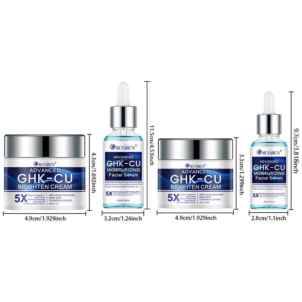 SUYARUN GHK-CU Cream & Serum - Anti-Aging Facial Moisturizer, Firming and Moisturizing for All Skin Types, Suitable for Women.