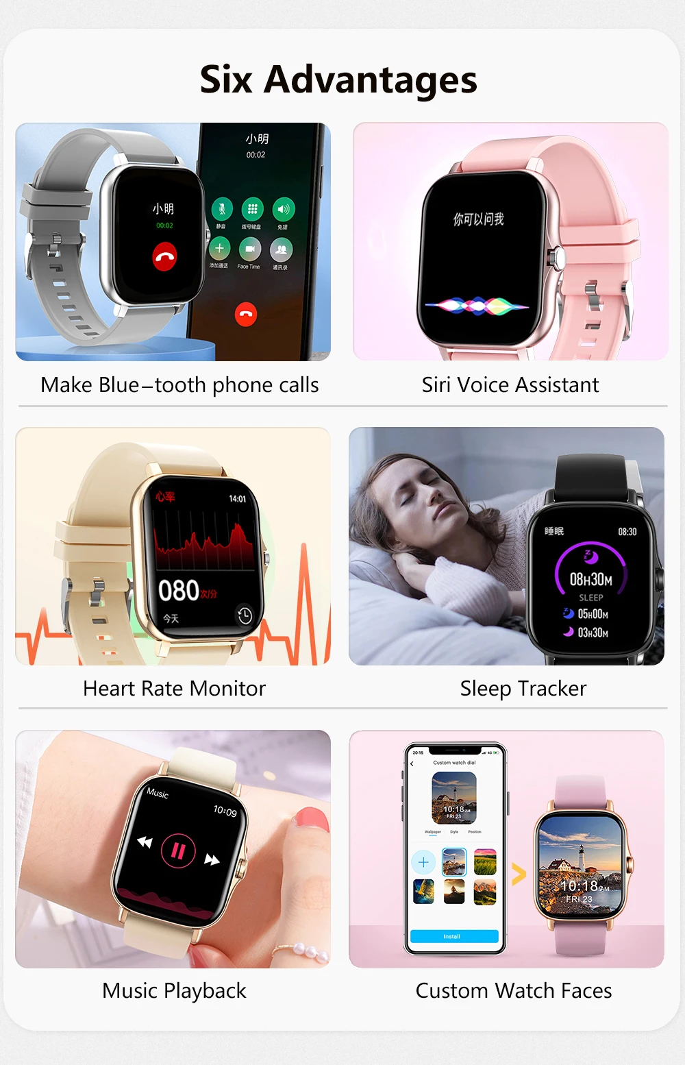 New Smart Watch Android IOS Phone 1.44‘’ Color Screen Bluetooth Call Blood Oxygen/Pressure Monitoring Smart Watch Women Men ht30