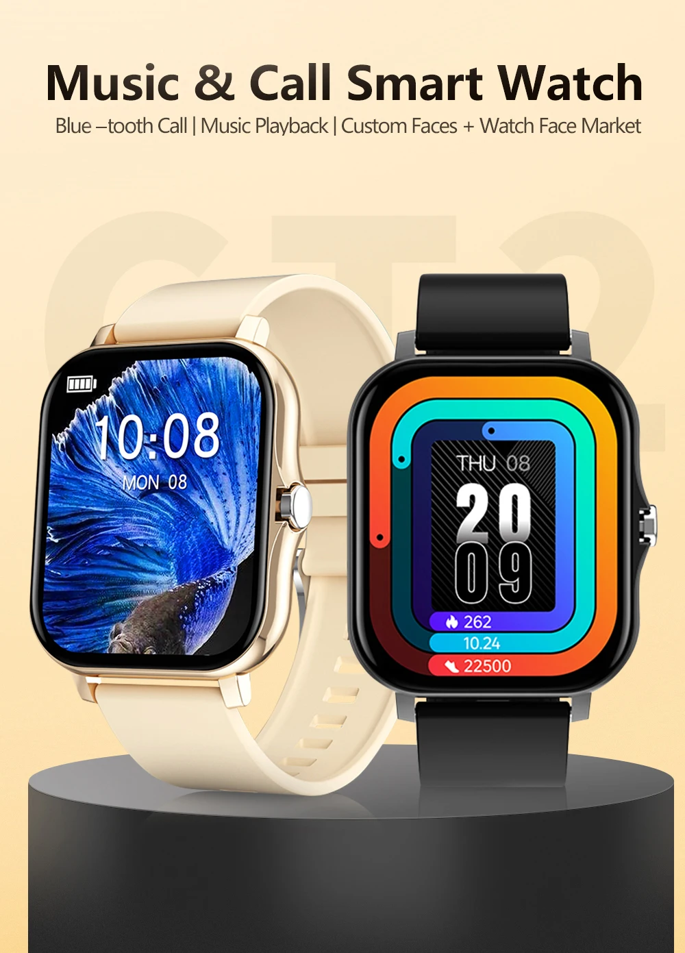 New Smart Watch Android IOS Phone 1.44‘’ Color Screen Bluetooth Call Blood Oxygen/Pressure Monitoring Smart Watch Women Men ht30