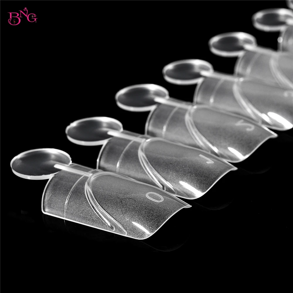 BNG 140Pcs Dual Forms with Inner Arc Line Oval Square Coffin Upper Forms for Quick French Matte Nail Molds for Nail Extensions