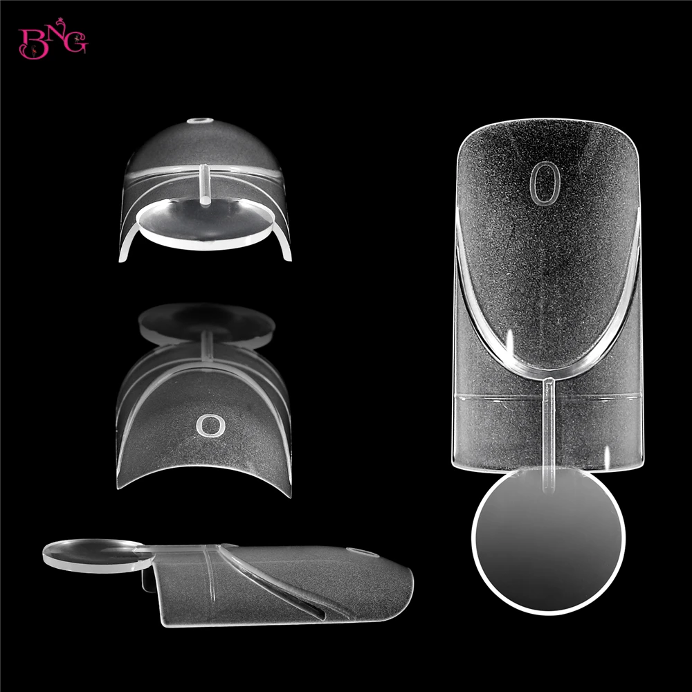 BNG 140Pcs Dual Forms with Inner Arc Line Oval Square Coffin Upper Forms for Quick French Matte Nail Molds for Nail Extensions