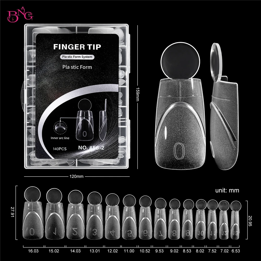 BNG 140Pcs Dual Forms with Inner Arc Line Oval Square Coffin Upper Forms for Quick French Matte Nail Molds for Nail Extensions