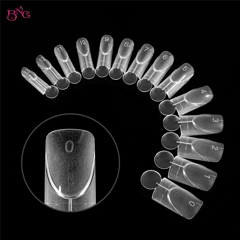 BNG 140Pcs Dual Forms with Inner Arc Line Oval Square Coffin Upper Forms for Quick French Matte Nail Molds for Nail Extensions