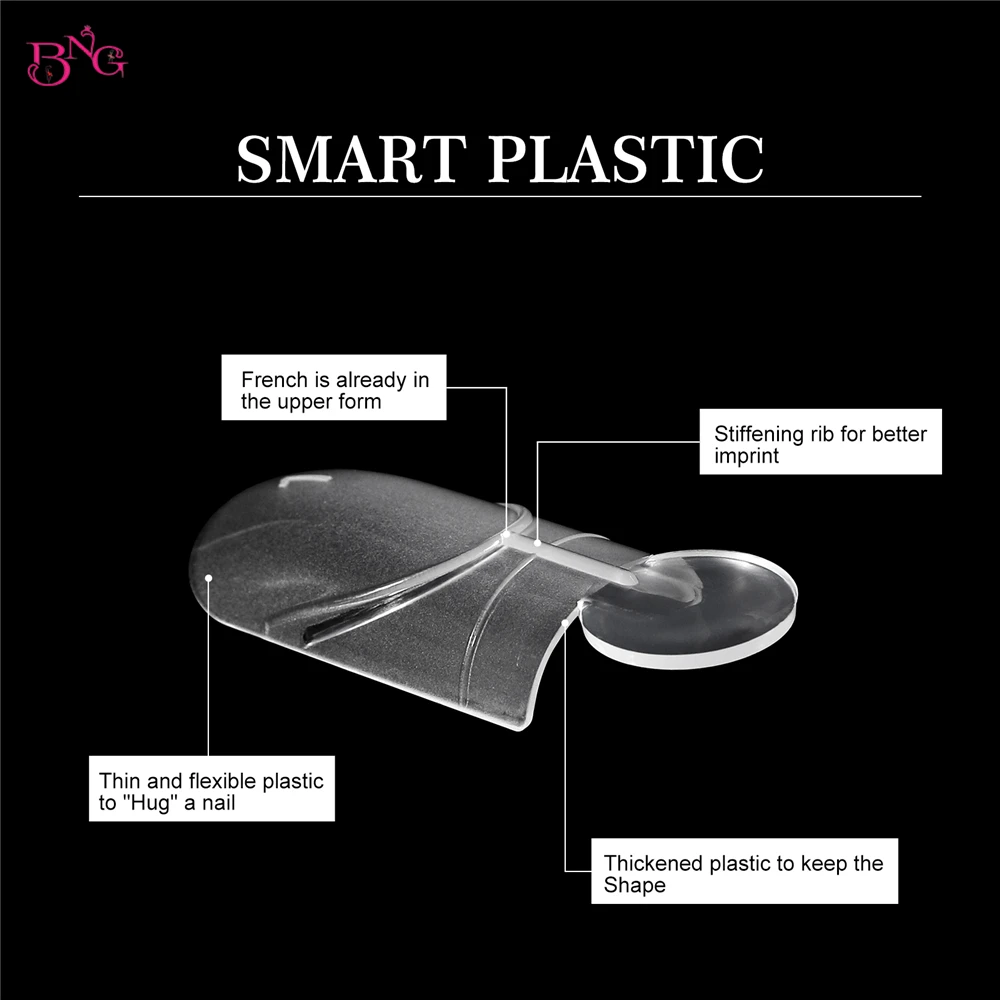 BNG 140Pcs Dual Forms with Inner Arc Line Oval Square Coffin Upper Forms for Quick French Matte Nail Molds for Nail Extensions