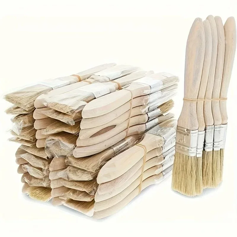 1/5/10/12/20/24 Pig Mane Brushes Suitable for Art Handicrafts Plastering Painting Glue Application Wooden Handles Brushes Brushe