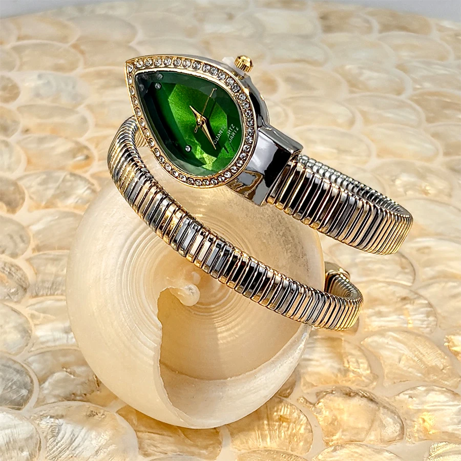 Elegant Ladies' Water-Drop Headed Watch with Snake-Shaped Band