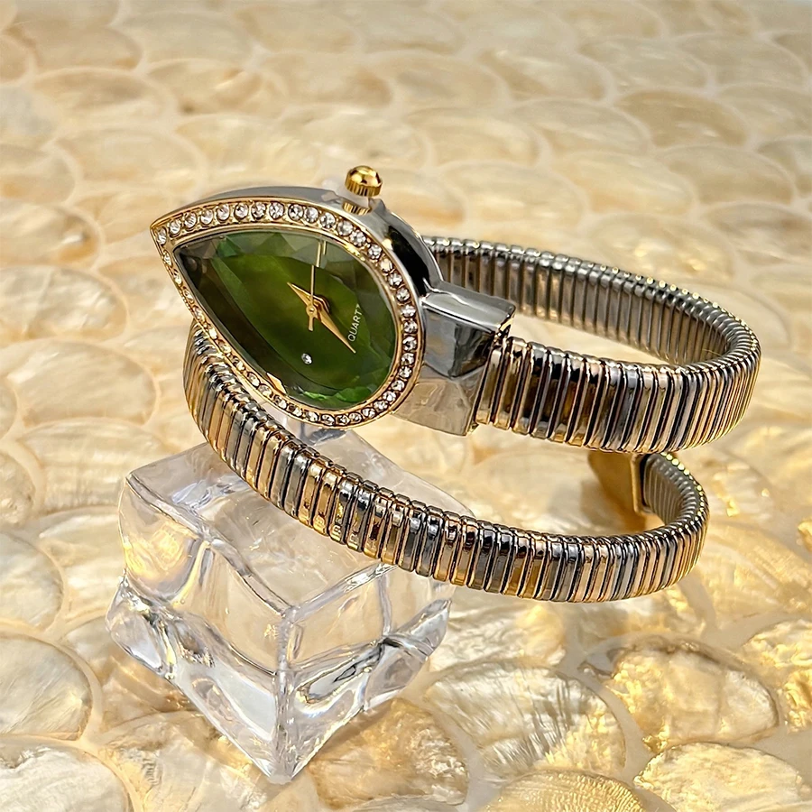 Elegant Ladies' Water-Drop Headed Watch with Snake-Shaped Band